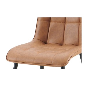 Lot de 4 chaises MIREA – Cognac – Style intemporel – Pieds métal – Revêtement PU facile à nettoyer 