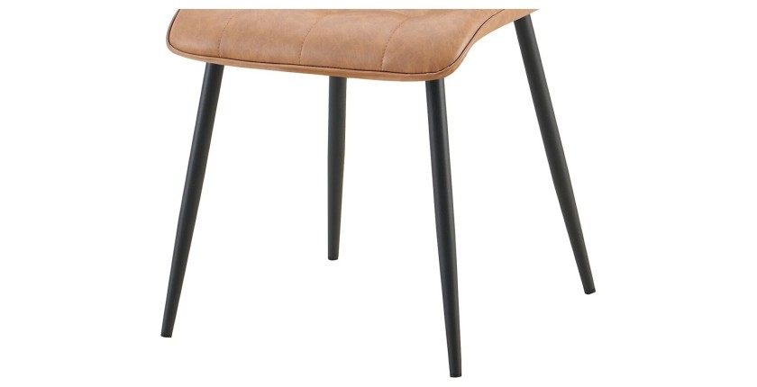 Lot de 4 chaises MIREA – Cognac – Style intemporel – Pieds métal – Revêtement PU facile à nettoyer 