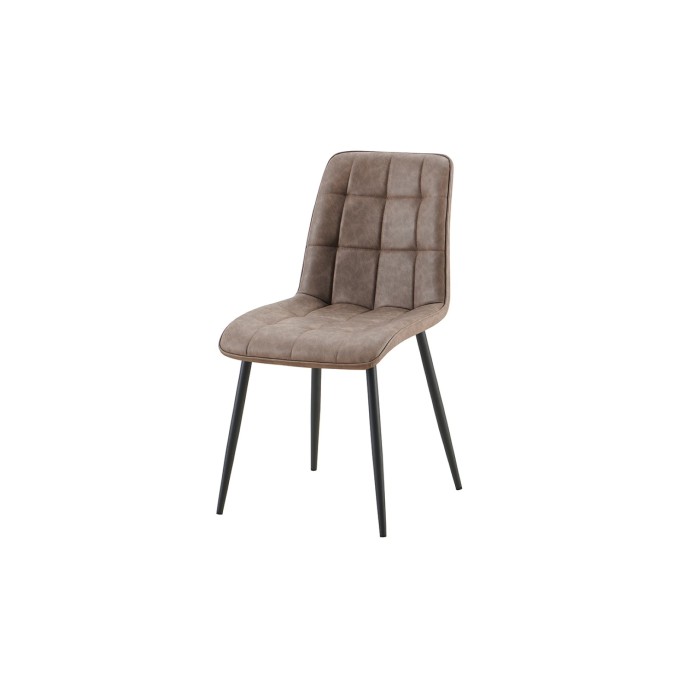 Lot de 4 chaises MIREA – Brun – Pieds métal – Design intemporel – Revêtement PU facile à entretenir 