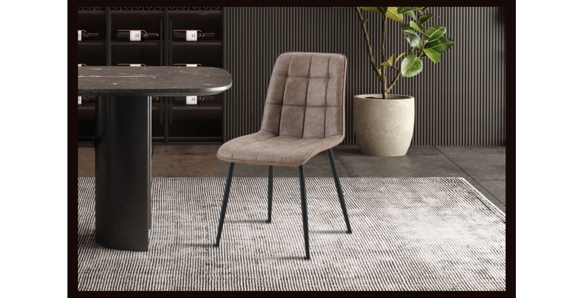 Lot de 4 chaises MIREA – Brun – Pieds métal – Design intemporel – Revêtement PU facile à entretenir 