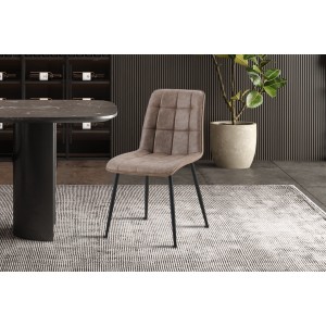 Lot de 4 chaises MIREA – Brun – Pieds métal – Design intemporel – Revêtement PU facile à entretenir 