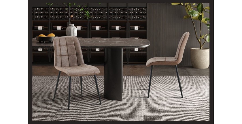 Lot de 4 chaises MIREA – Brun – Pieds métal – Design intemporel – Revêtement PU facile à entretenir 