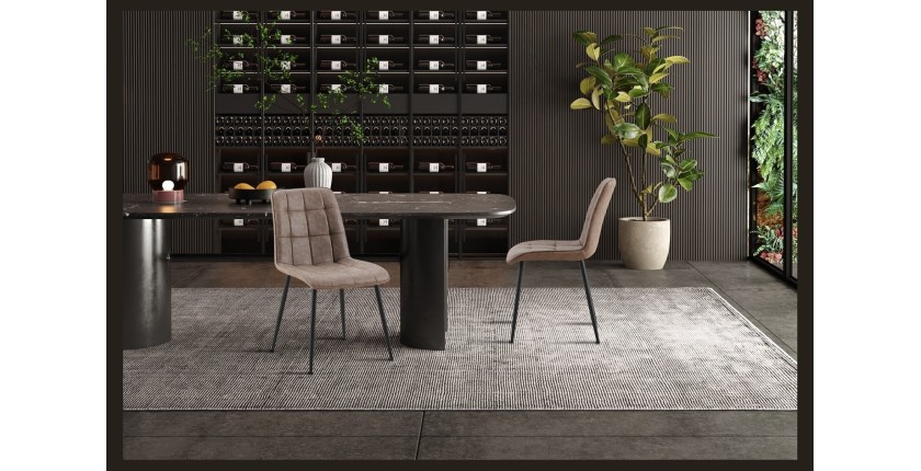 Lot de 4 chaises MIREA – Brun – Pieds métal – Design intemporel – Revêtement PU facile à entretenir 