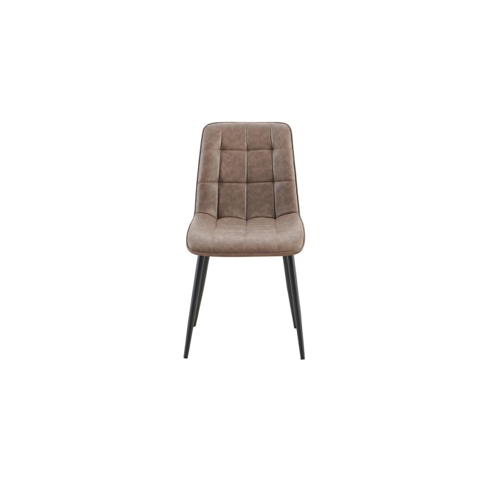 Lot de 4 chaises MIREA – Brun – Pieds métal – Design intemporel – Revêtement PU facile à entretenir 