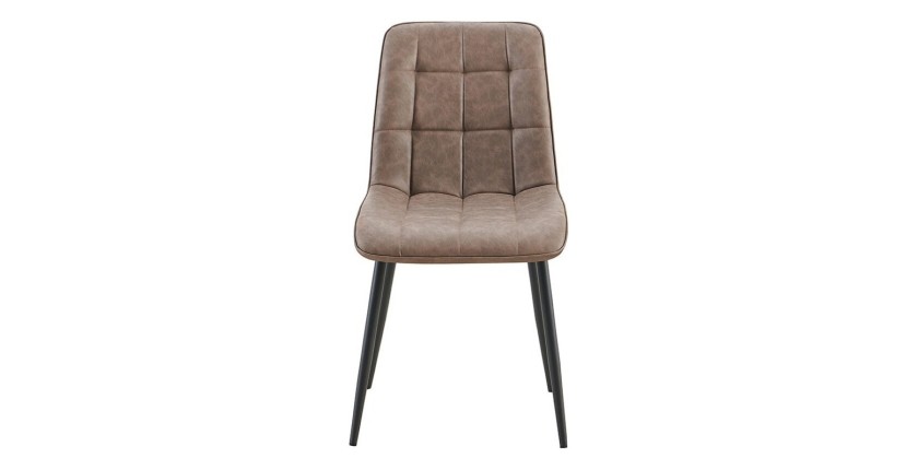 Lot de 4 chaises MIREA – Brun – Pieds métal – Design intemporel – Revêtement PU facile à entretenir 