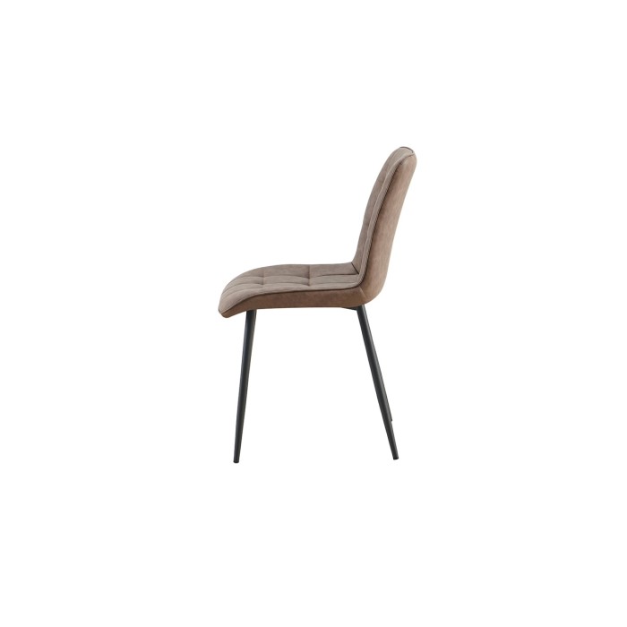 Lot de 4 chaises MIREA – Brun – Pieds métal – Design intemporel – Revêtement PU facile à entretenir 