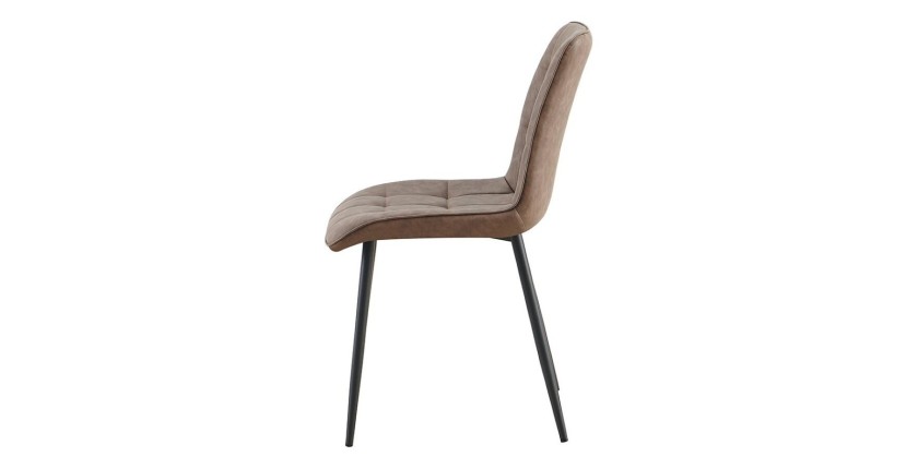 Lot de 4 chaises MIREA – Brun – Pieds métal – Design intemporel – Revêtement PU facile à entretenir 