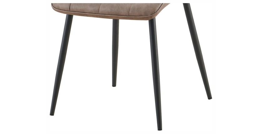 Lot de 4 chaises MIREA – Brun – Pieds métal – Design intemporel – Revêtement PU facile à entretenir 