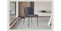Lot de 2 chaises LISE – Tissu gris foncé – Pieds métal – Confort moderne – Design sobre et élégant 