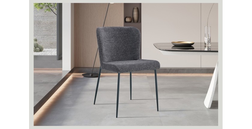 Lot de 2 chaises LISE – Tissu gris foncé – Pieds métal – Confort moderne – Design sobre et élégant 