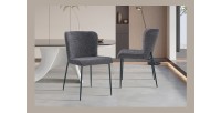 Lot de 2 chaises LISE – Tissu gris foncé – Pieds métal – Confort moderne – Design sobre et élégant 