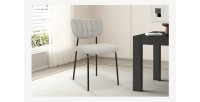 Lot de 2 chaises NORAYA – Tissu gris clair – Pieds métal – Design compact – Élégance moderne et épurée 