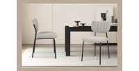 Lot de 2 chaises NORAYA – Tissu gris clair – Pieds métal – Design compact – Élégance moderne et épurée 