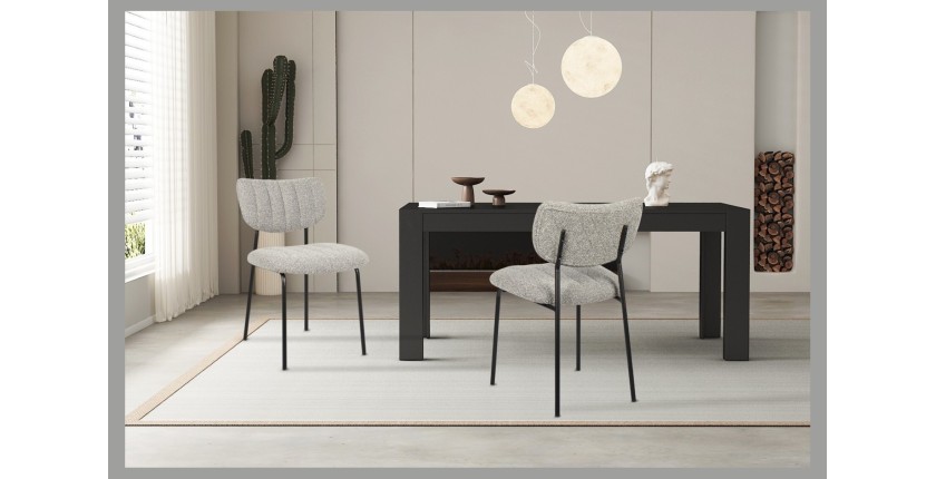 Lot de 2 chaises NORAYA – Tissu gris clair – Pieds métal – Design compact – Élégance moderne et épurée 