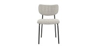 Lot de 2 chaises NORAYA – Tissu gris clair – Pieds métal – Design compact – Élégance moderne et épurée 
