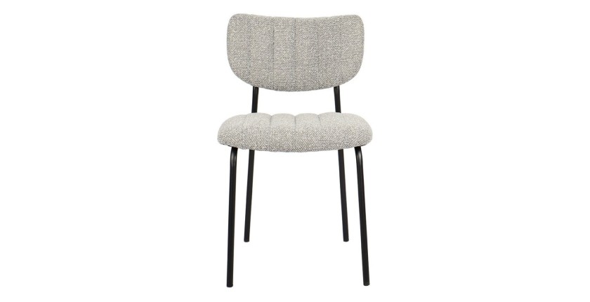 Lot de 2 chaises NORAYA – Tissu gris clair – Pieds métal – Design compact – Élégance moderne et épurée 