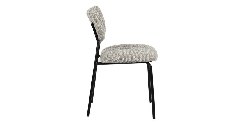 Lot de 2 chaises NORAYA – Tissu gris clair – Pieds métal – Design compact – Élégance moderne et épurée 