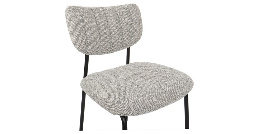 Lot de 2 chaises NORAYA – Tissu gris clair – Pieds métal – Design compact – Élégance moderne et épurée 