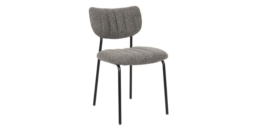 Lot de 2 chaises NORAYA – Tissu gris foncé – Design compact – Pieds métal – Élégance contemporaine 