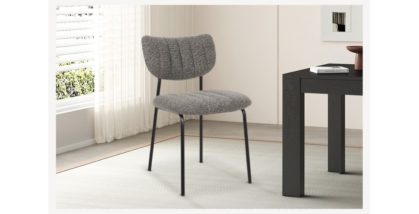 Lot de 2 chaises NORAYA – Tissu gris foncé – Design compact – Pieds métal – Élégance contemporaine 