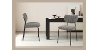 Lot de 2 chaises NORAYA – Tissu gris foncé – Design compact – Pieds métal – Élégance contemporaine 