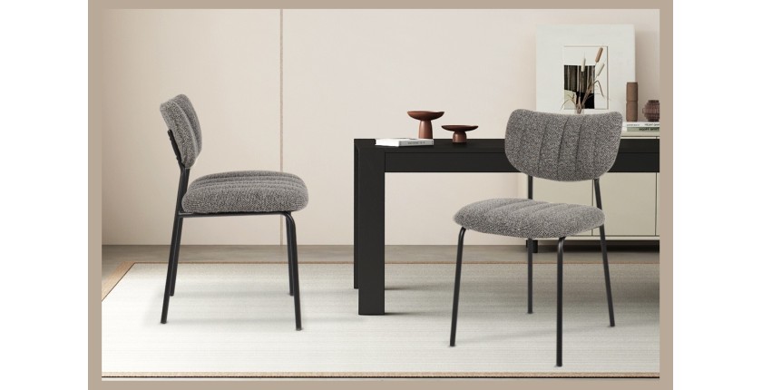 Lot de 2 chaises NORAYA – Tissu gris foncé – Design compact – Pieds métal – Élégance contemporaine 