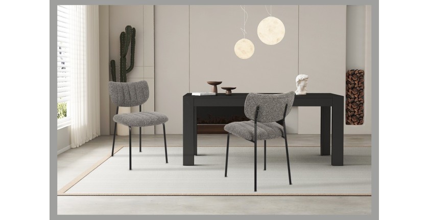 Lot de 2 chaises NORAYA – Tissu gris foncé – Design compact – Pieds métal – Élégance contemporaine 