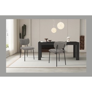 Lot de 2 chaises NORAYA – Tissu gris foncé – Design compact – Pieds métal – Élégance contemporaine 