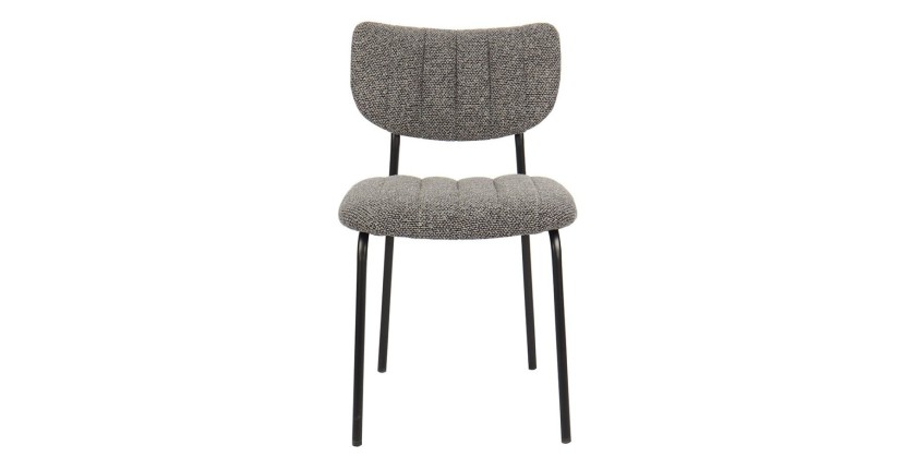 Lot de 2 chaises NORAYA – Tissu gris foncé – Design compact – Pieds métal – Élégance contemporaine 