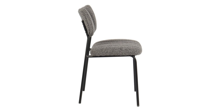 Lot de 2 chaises NORAYA – Tissu gris foncé – Design compact – Pieds métal – Élégance contemporaine 