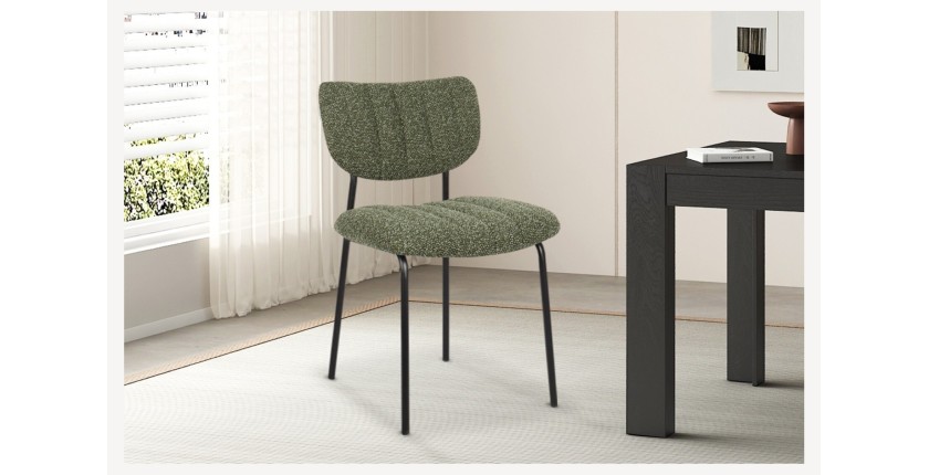 Lot de 2 chaises NORAYA – Tissu vert – Design compact – Pieds métal – Élégance naturelle et moderne 
