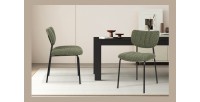 Lot de 2 chaises NORAYA – Tissu vert – Design compact – Pieds métal – Élégance naturelle et moderne 