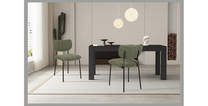 Lot de 2 chaises NORAYA – Tissu vert – Design compact – Pieds métal – Élégance naturelle et moderne 