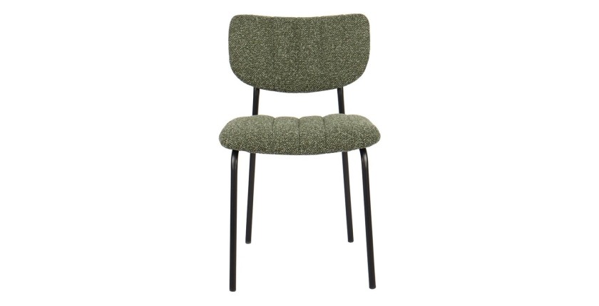 Lot de 2 chaises NORAYA – Tissu vert – Design compact – Pieds métal – Élégance naturelle et moderne 
