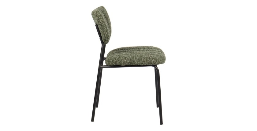 Lot de 2 chaises NORAYA – Tissu vert – Design compact – Pieds métal – Élégance naturelle et moderne 