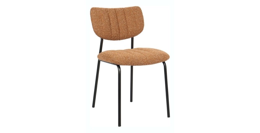 Lot de 2 chaises NORAYA – Tissu orange – Design compact – Pieds métal – Touche colorée et moderne 