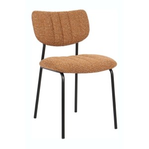 Lot de 2 chaises NORAYA – Tissu orange – Design compact – Pieds métal – Touche colorée et moderne 