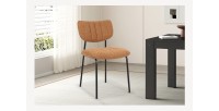 Lot de 2 chaises NORAYA – Tissu orange – Design compact – Pieds métal – Touche colorée et moderne 