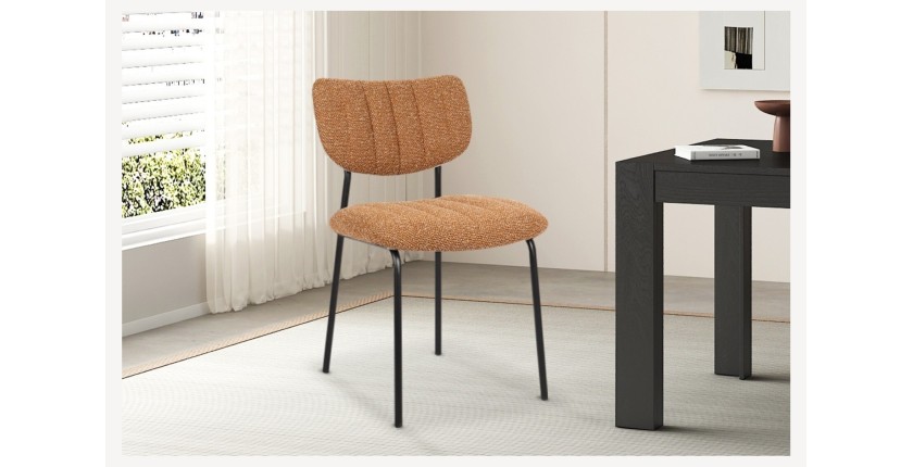 Lot de 2 chaises NORAYA – Tissu orange – Design compact – Pieds métal – Touche colorée et moderne 