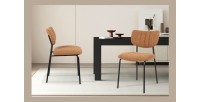 Lot de 2 chaises NORAYA – Tissu orange – Design compact – Pieds métal – Touche colorée et moderne 