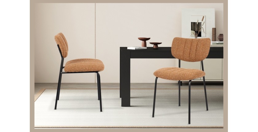 Lot de 2 chaises NORAYA – Tissu orange – Design compact – Pieds métal – Touche colorée et moderne 