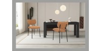 Lot de 2 chaises NORAYA – Tissu orange – Design compact – Pieds métal – Touche colorée et moderne 