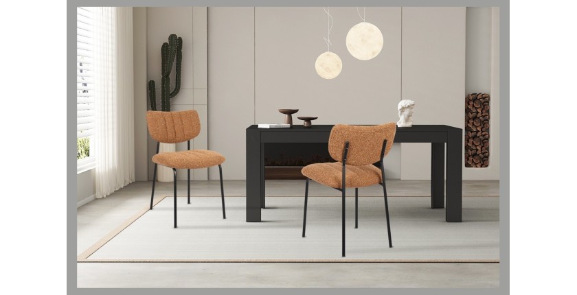 Lot de 2 chaises NORAYA – Tissu orange – Design compact – Pieds métal – Touche colorée et moderne 