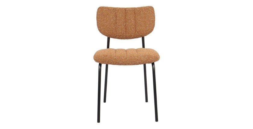 Lot de 2 chaises NORAYA – Tissu orange – Design compact – Pieds métal – Touche colorée et moderne 