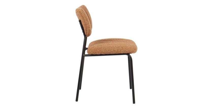 Lot de 2 chaises NORAYA – Tissu orange – Design compact – Pieds métal – Touche colorée et moderne 