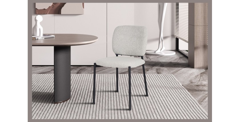 Lot de 2 chaises LYVORA – Tissu beige – Pieds métal – Confort épuré – Design compact et élégant 