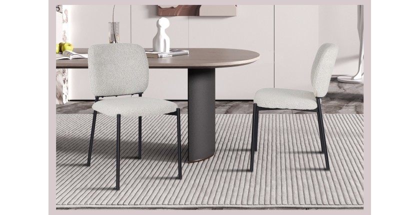 Lot de 2 chaises LYVORA – Tissu beige – Pieds métal – Confort épuré – Design compact et élégant 