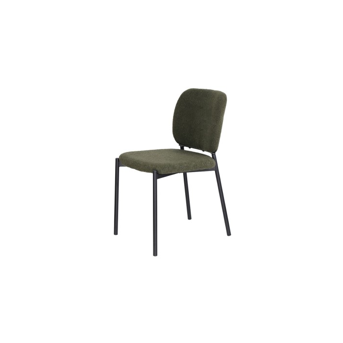 Lot de 2 chaises LYVORA – Tissu vert – Pieds métal – Design compact – Élégance naturelle et moderne 