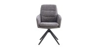 Lot de 2 fauteuils KAVINA – Tissu gris foncé – Pieds métal – Avec accoudoirs – Design élégant et enveloppant 