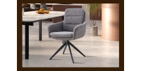 Lot de 2 fauteuils KAVINA – Tissu gris foncé – Pieds métal – Avec accoudoirs – Design élégant et enveloppant 